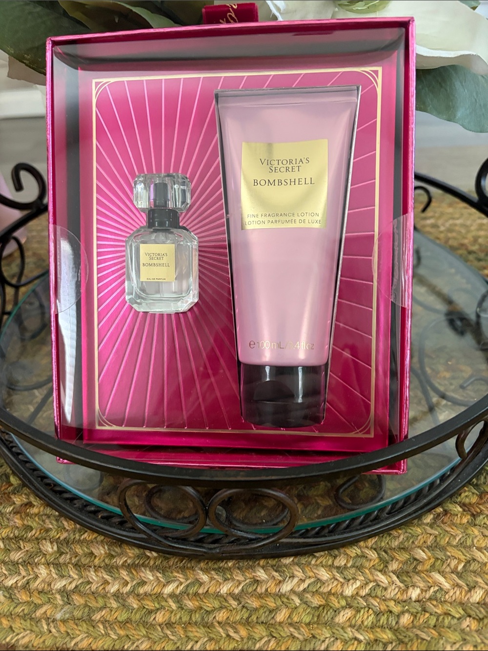 Victoria's Secret Bombshell Pink Gift Set with Gold Accents